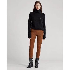 NWT Polo Ralph Lauren Suede Skinny Pant in English brown